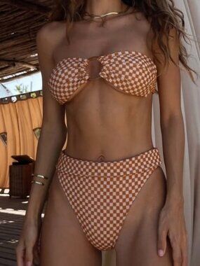 Sanori Swim Women's Belize Orange Print Swim Bikini Bottom Size Large